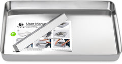 Yangbaga stainless steel reusable litter tray close-up, showing durable metal construction for longevity.