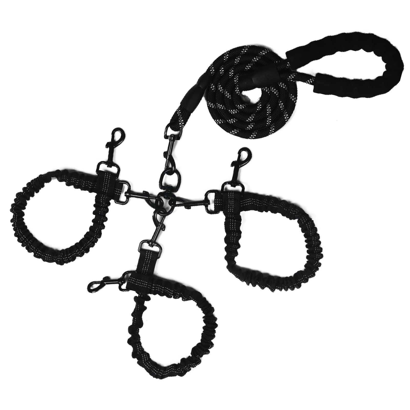 Y-ANNJYA dog double leash with 360-degree swivel for tangle-free walks.