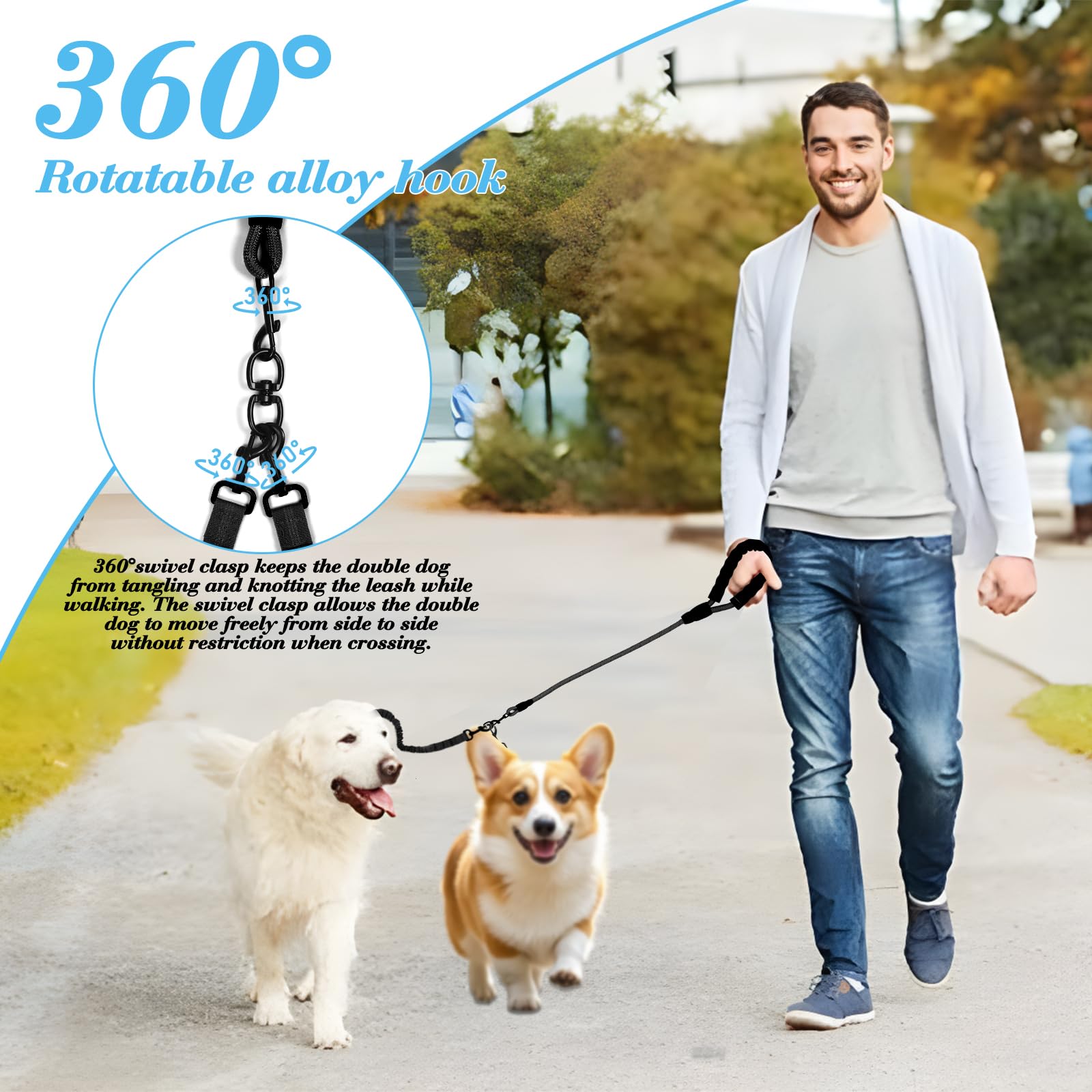Y-ANNJYA bungee shock absorption cushions sudden pulls for smoother walks.