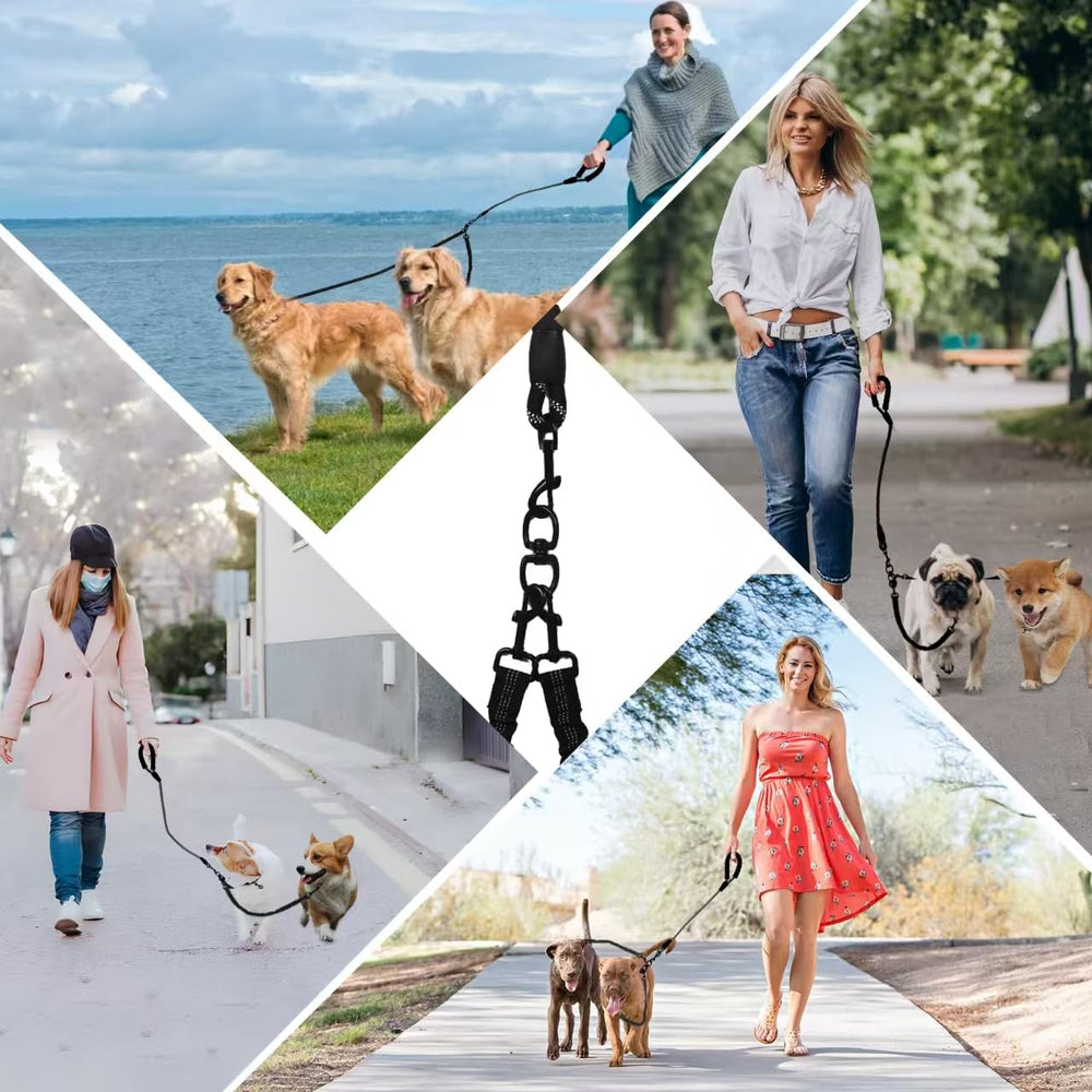 Y-ANNJYA black three-way leash ideal for urban dog walks.