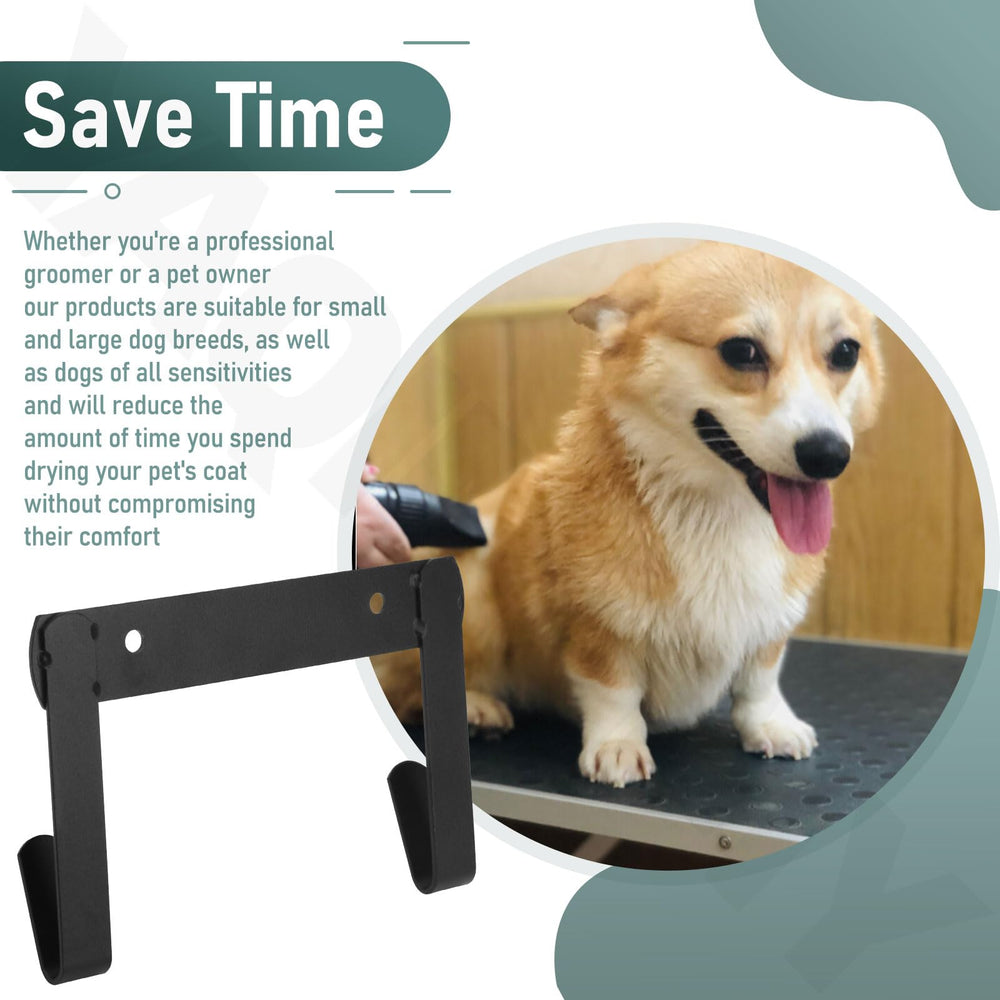 YAQINGMY black dryer mount bracket blends with grooming space aesthetics.