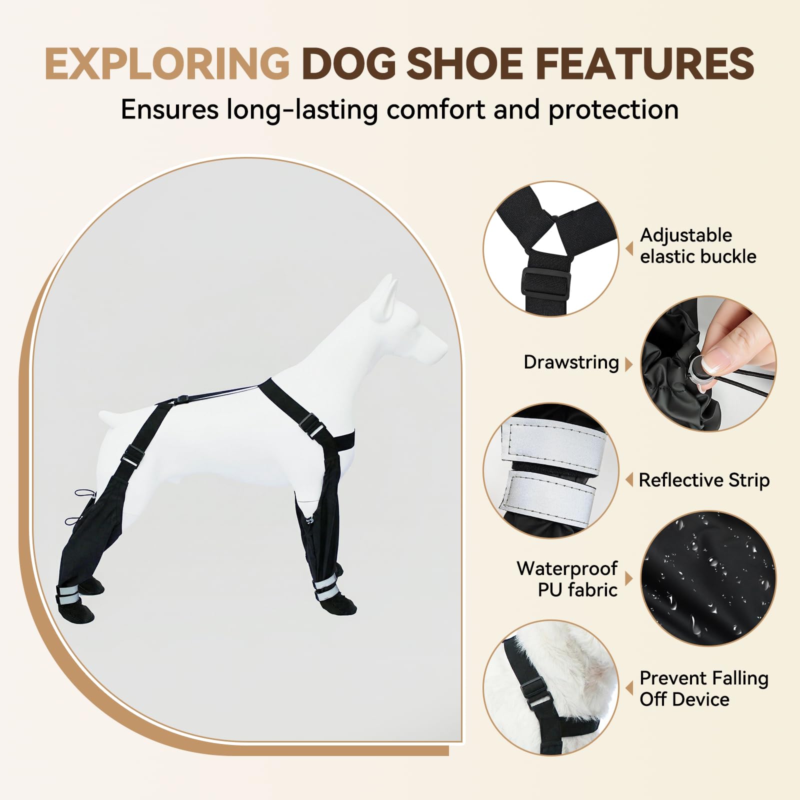 YAQUHO waterproof boots protect paws from rain, snow, mud, and wet grass
