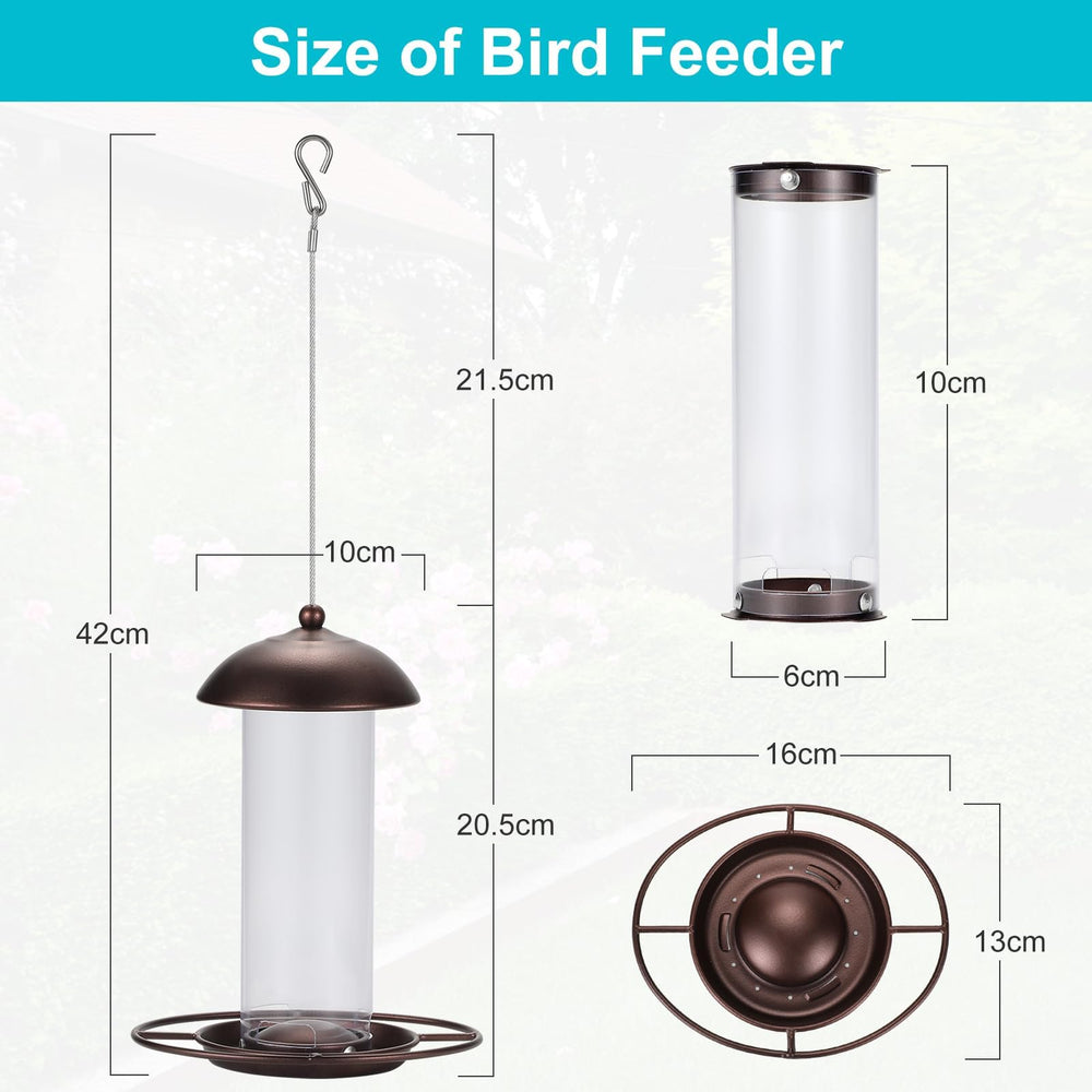 YARDIA bird feeder shown disassembled for easy refilling and cleaning.