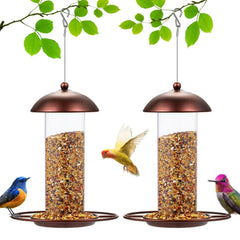 YARDIA two-pack metal wide bird feeders attract a variety of birds in the garden.