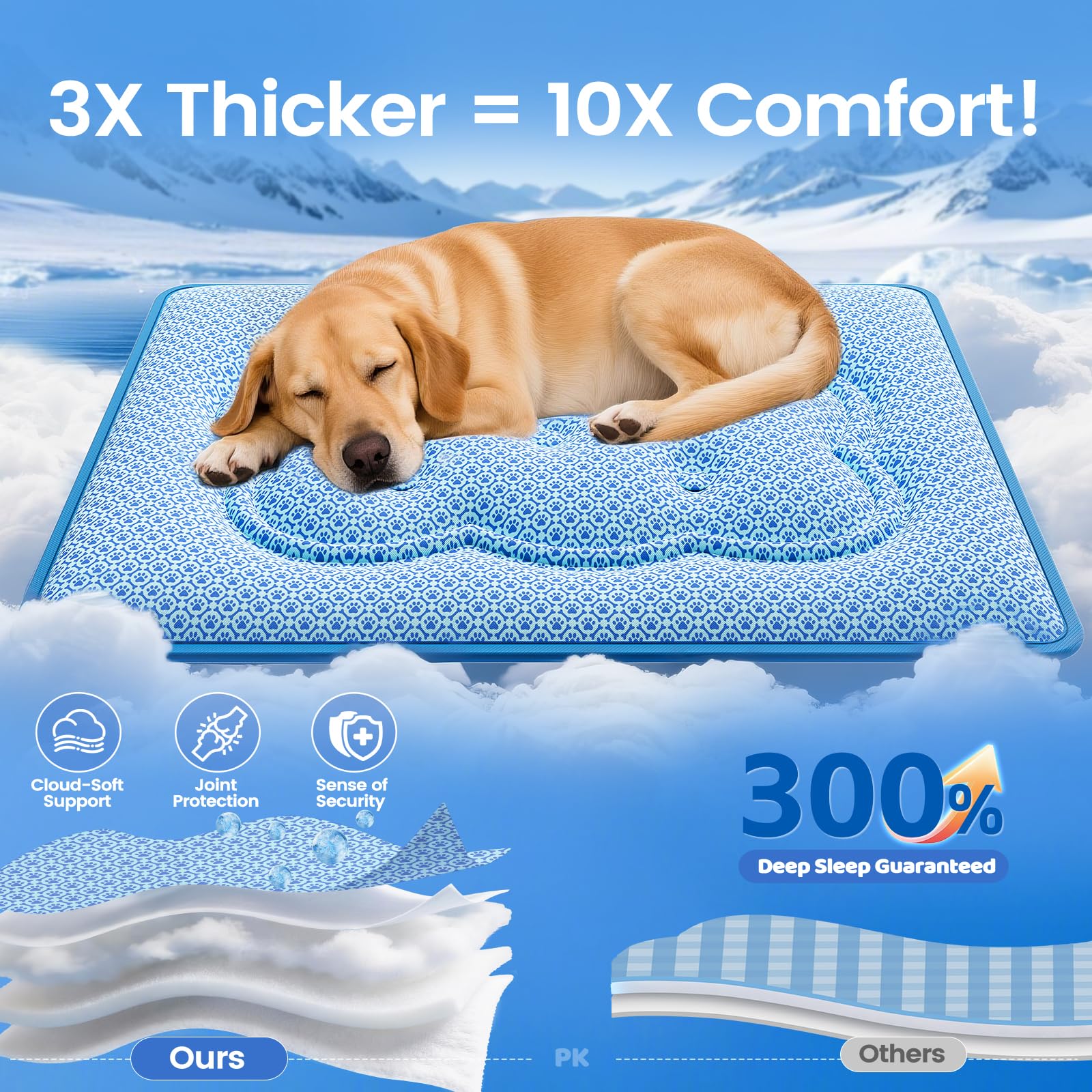 YARMLYS cooling mat surface shows durable, water-resistant fabric for daily use.