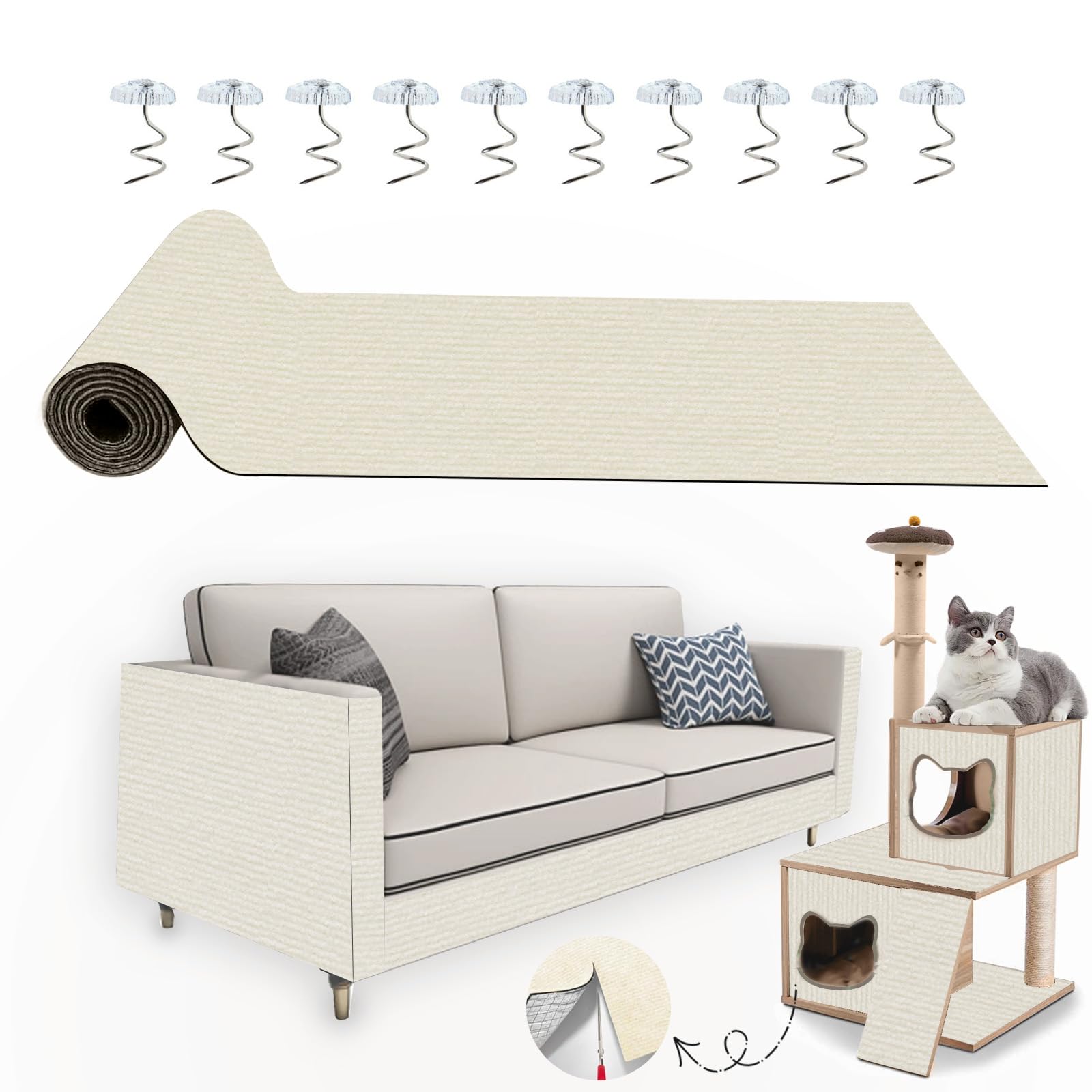 Yaruiguang cat scratch pad on sofa protects furniture from claws.