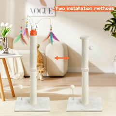 YARUOMY cat scratching post base close-up reveals wobble-free design.
