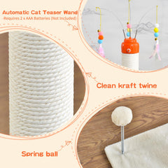 YARUOMY cat scratching post with interactive teaser toy for engagement.