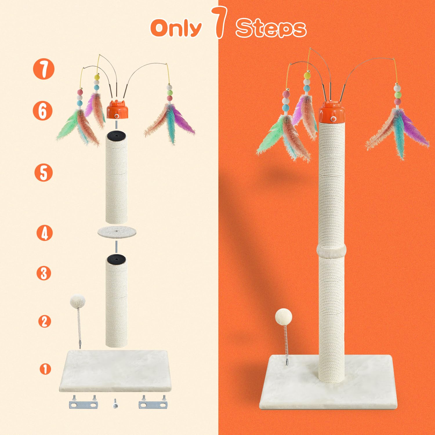 YARUOMY cat scratching post paper rope material is eco-friendly.