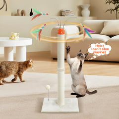 YARUOMY cat scratching post side view shows sturdy base for stability.