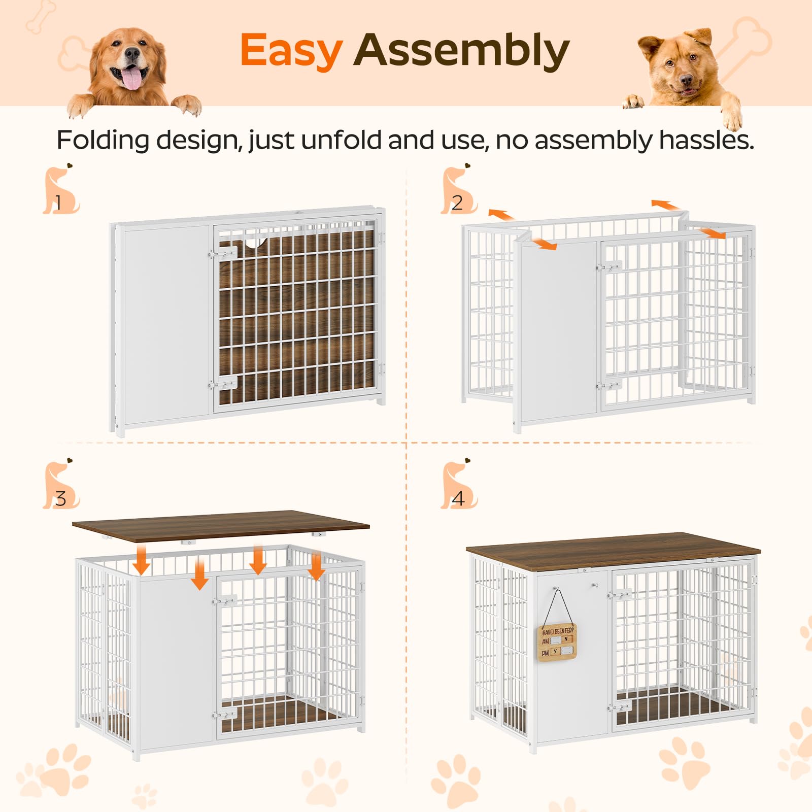 YATINEY dog crate with DIY frame and hooks for personalized storage and decor.