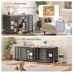 YATINEY dog crate end table top doubles as a TV stand while keeping pets contained.