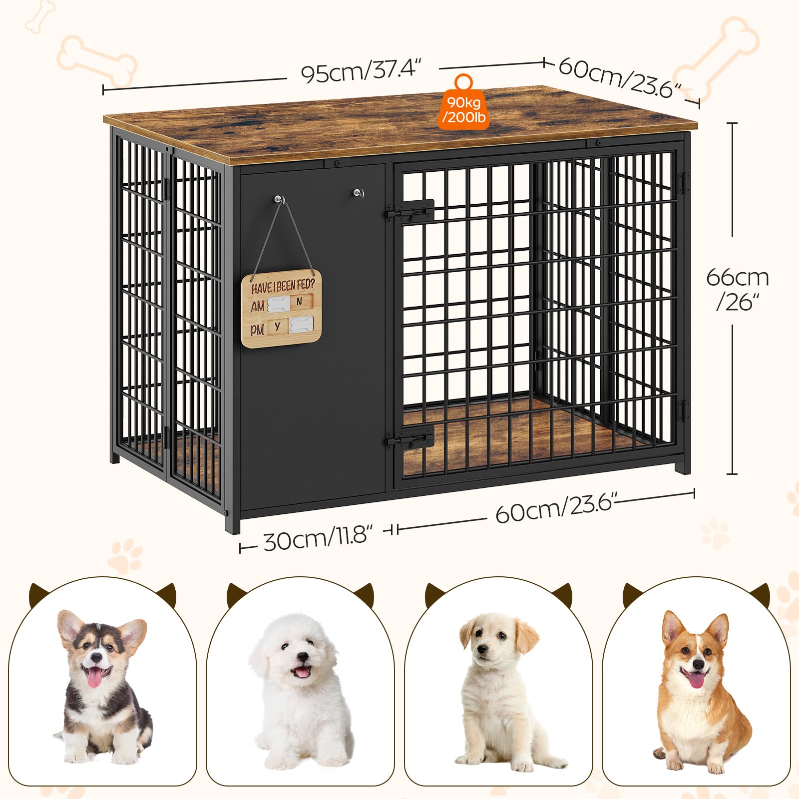 YATINEY feeding reminder sign on dog cage for meal tracking