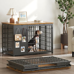YATINEY foldable dog crate furniture shown in quick setup view