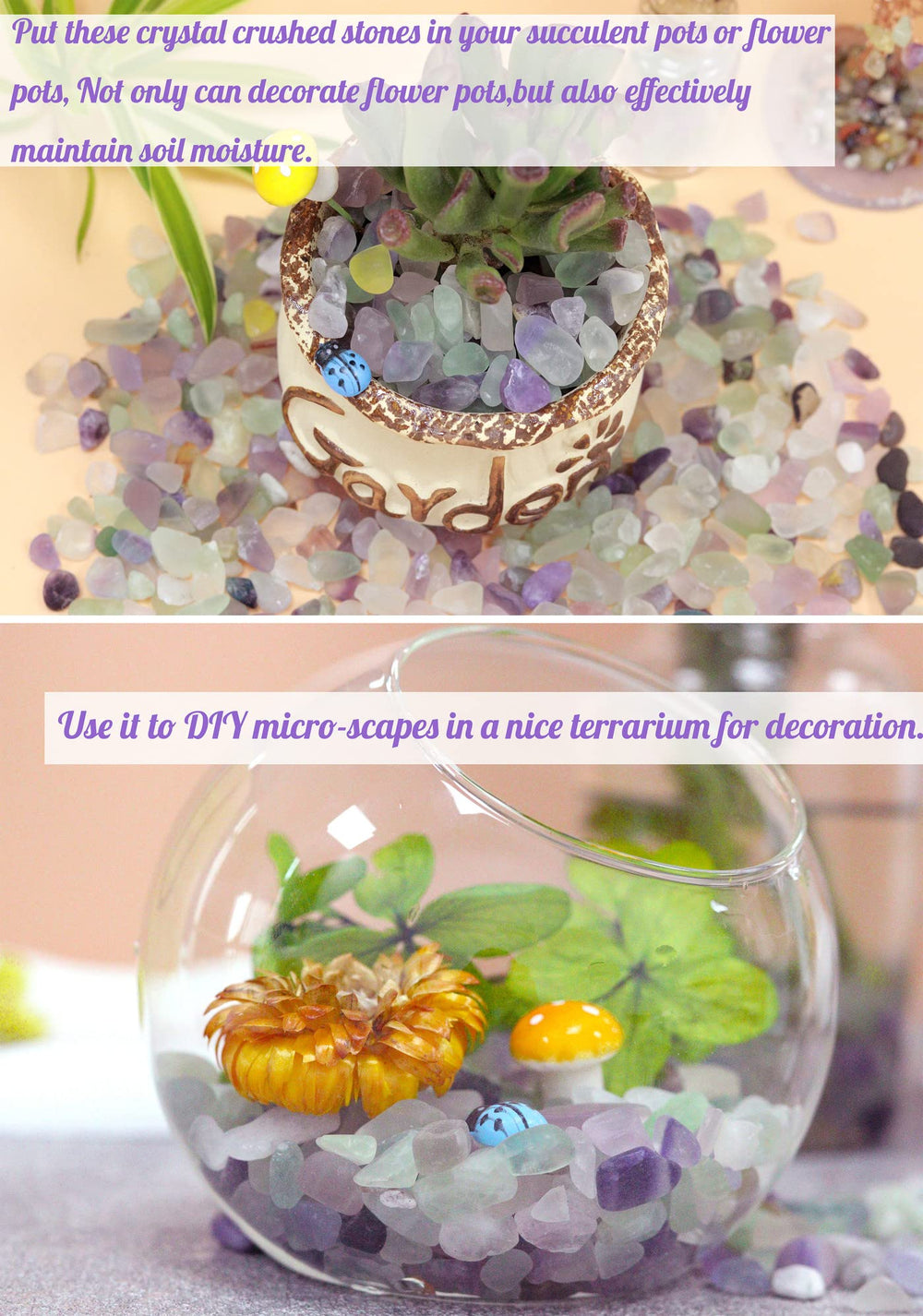 YATOJUZI fluorite and quartz stones for aquarium accents and energy-inspired decor.