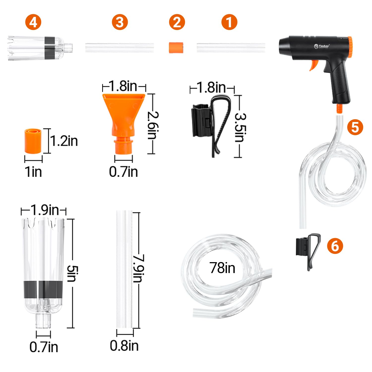 Yaubay 132GPH cleaner 360-degree suction head cleans corners.
