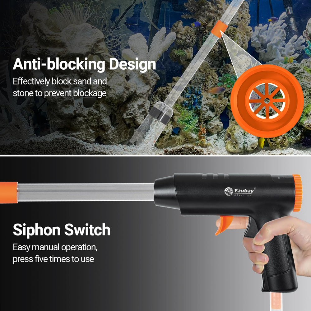 Yaubay 132GPH duckbill suction removes debris safely.