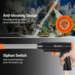 Yaubay 132GPH duckbill suction removes debris safely.