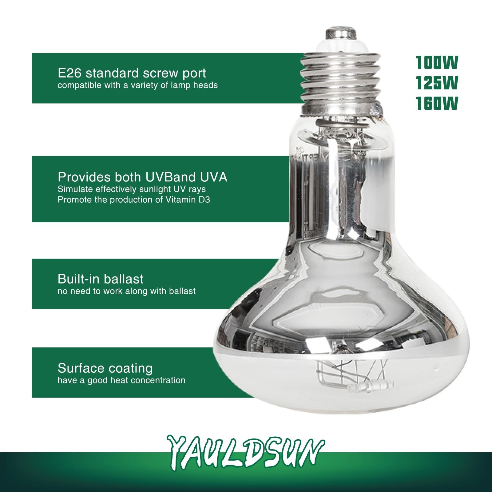 YauldSun UVB UVA lamp glowing heat spot for reliable reptile daytime warmth