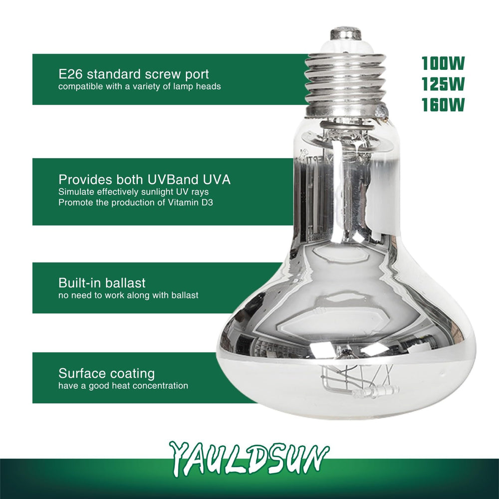 YauldSun UVB UVA lamp glowing heat spot for reliable reptile daytime warmth