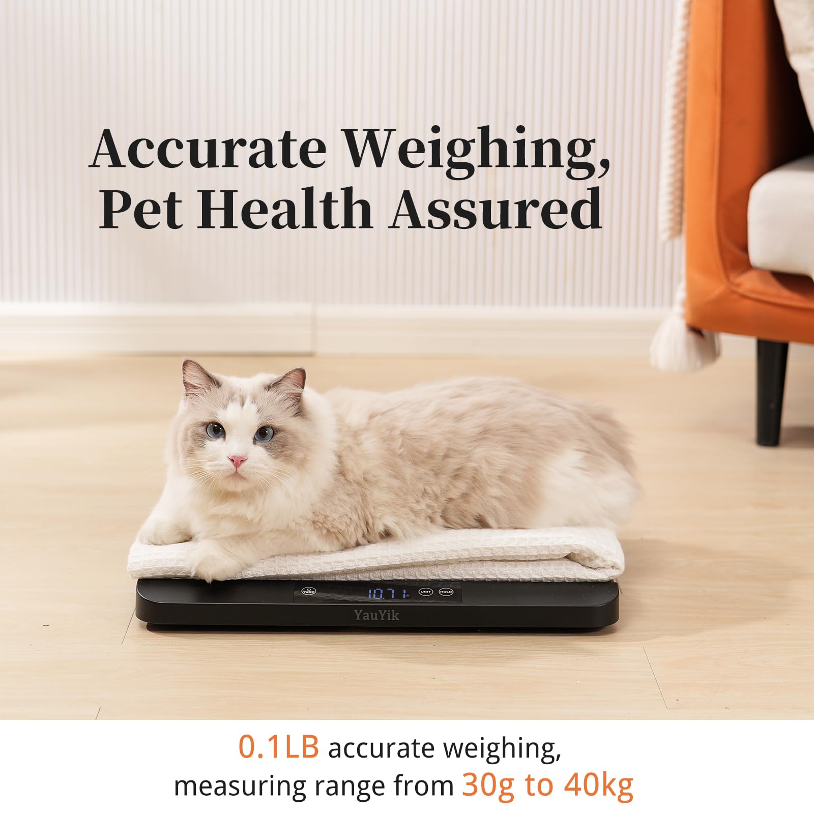 YauYik digital pet scale hold function weighs restless pets without moving.