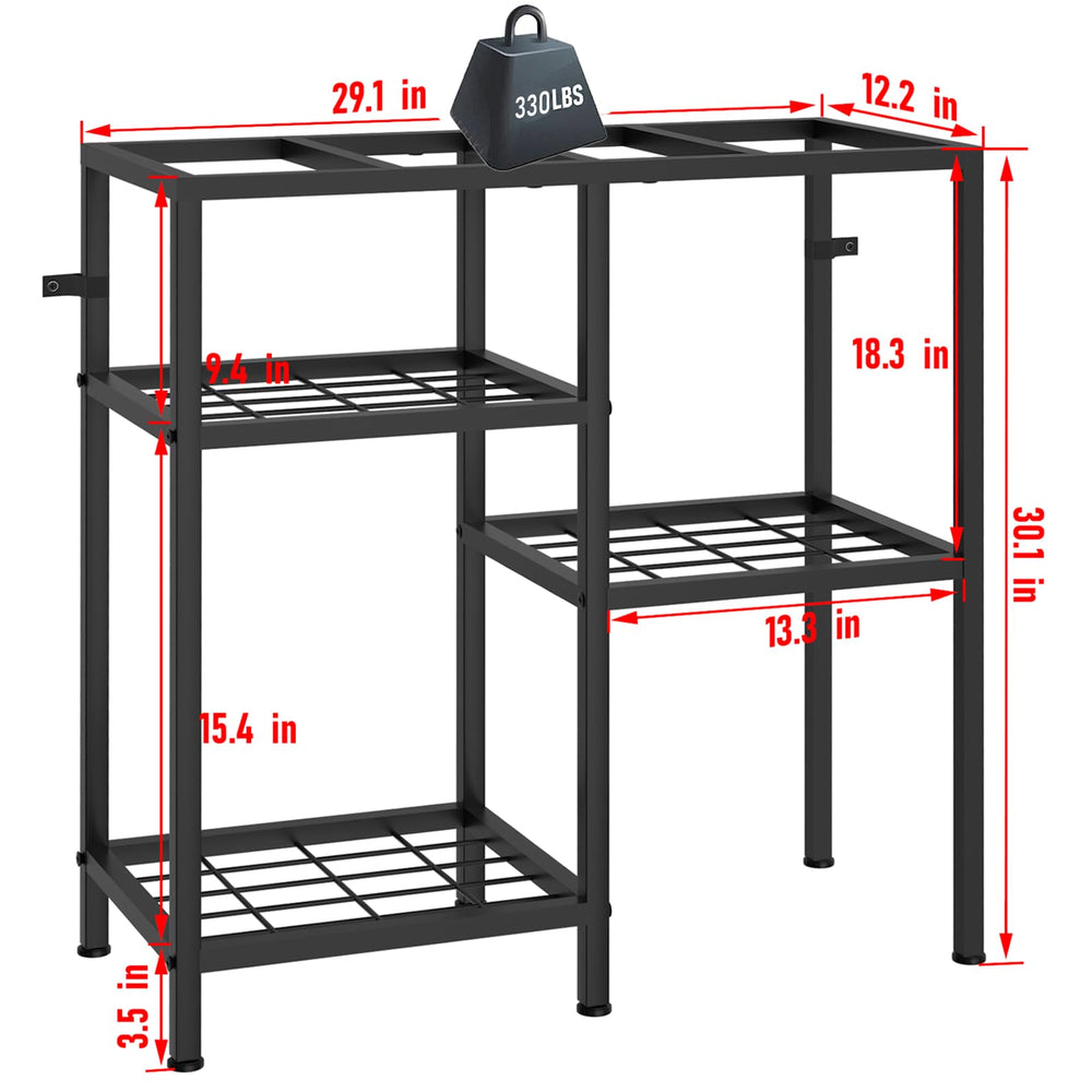 YBING Fish Tank Stand three-shelf storage keeps feeds and decor organized