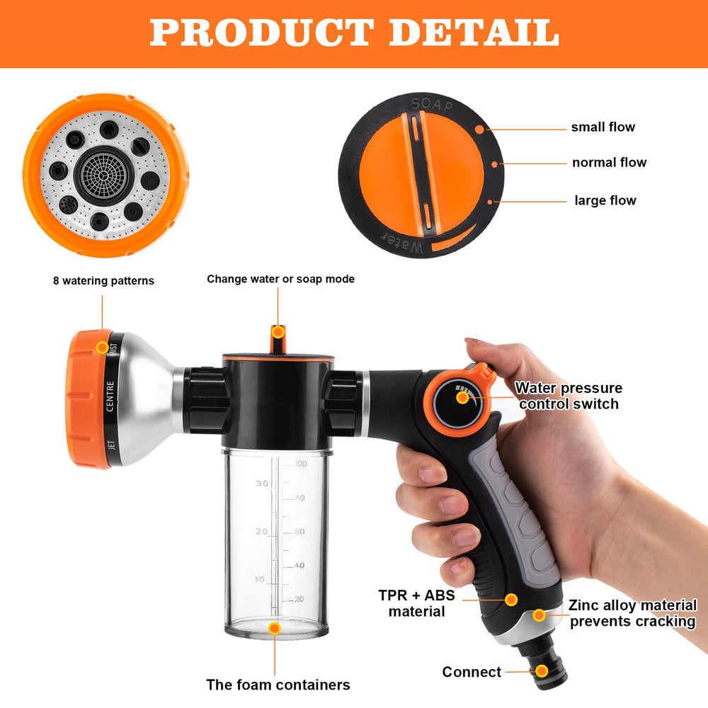 YCCOKJJ eight pattern spray nozzle covers various spray options from mist to jet.