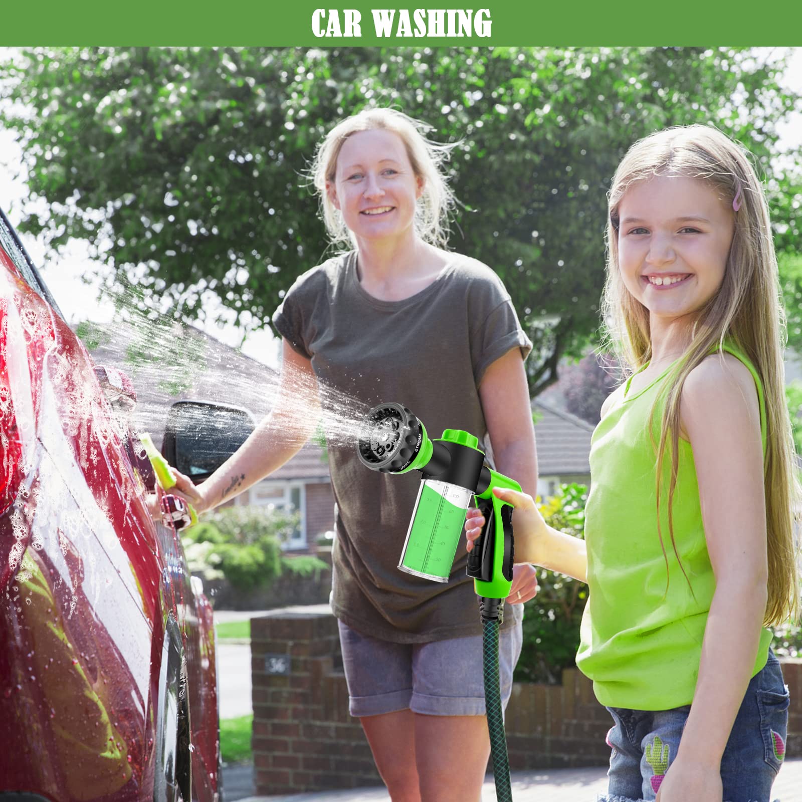 YCCOKJJ green garden nozzle suitable for watering, car wash, and pet baths
