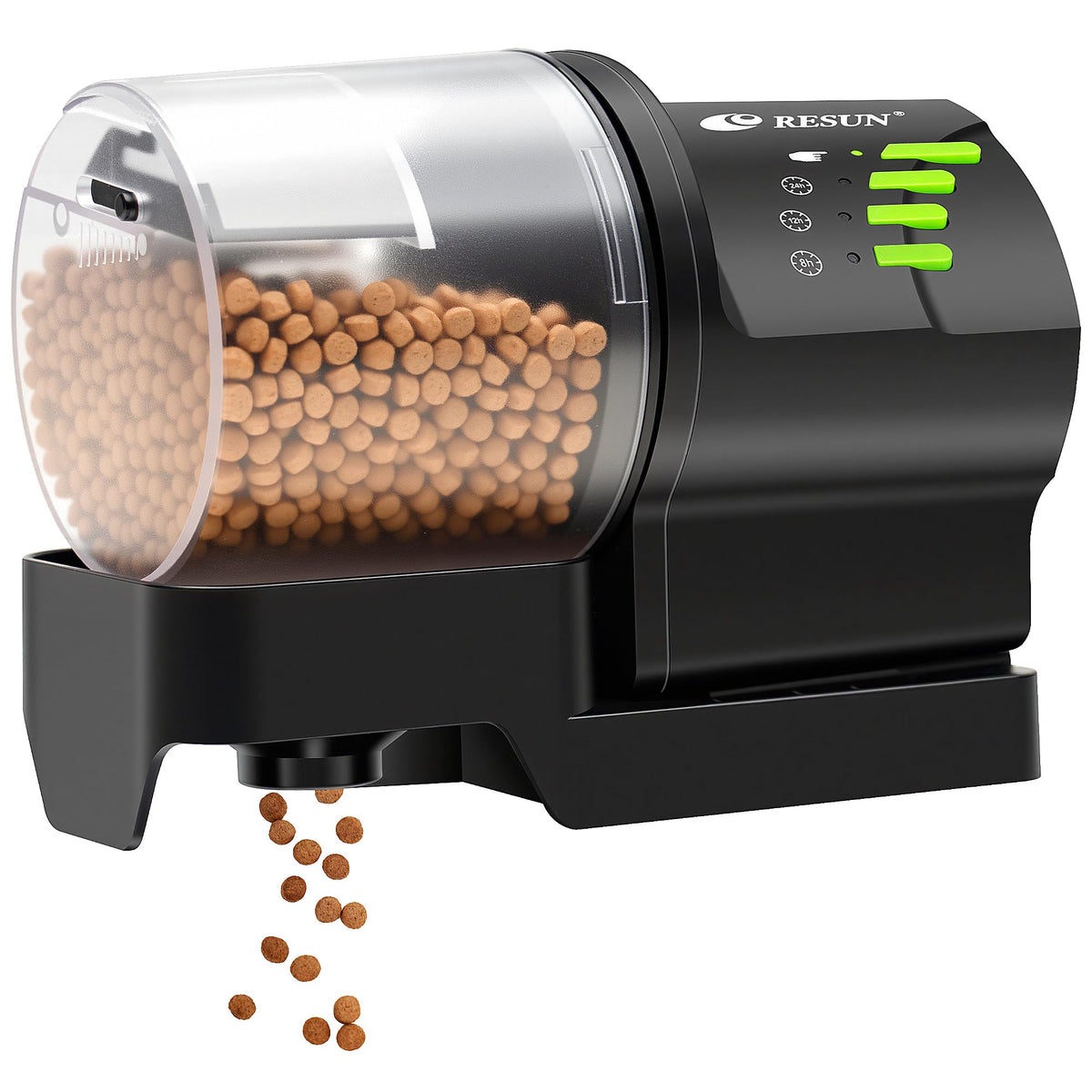 Ycozy AF2020 feeder front view showing timed feeding option