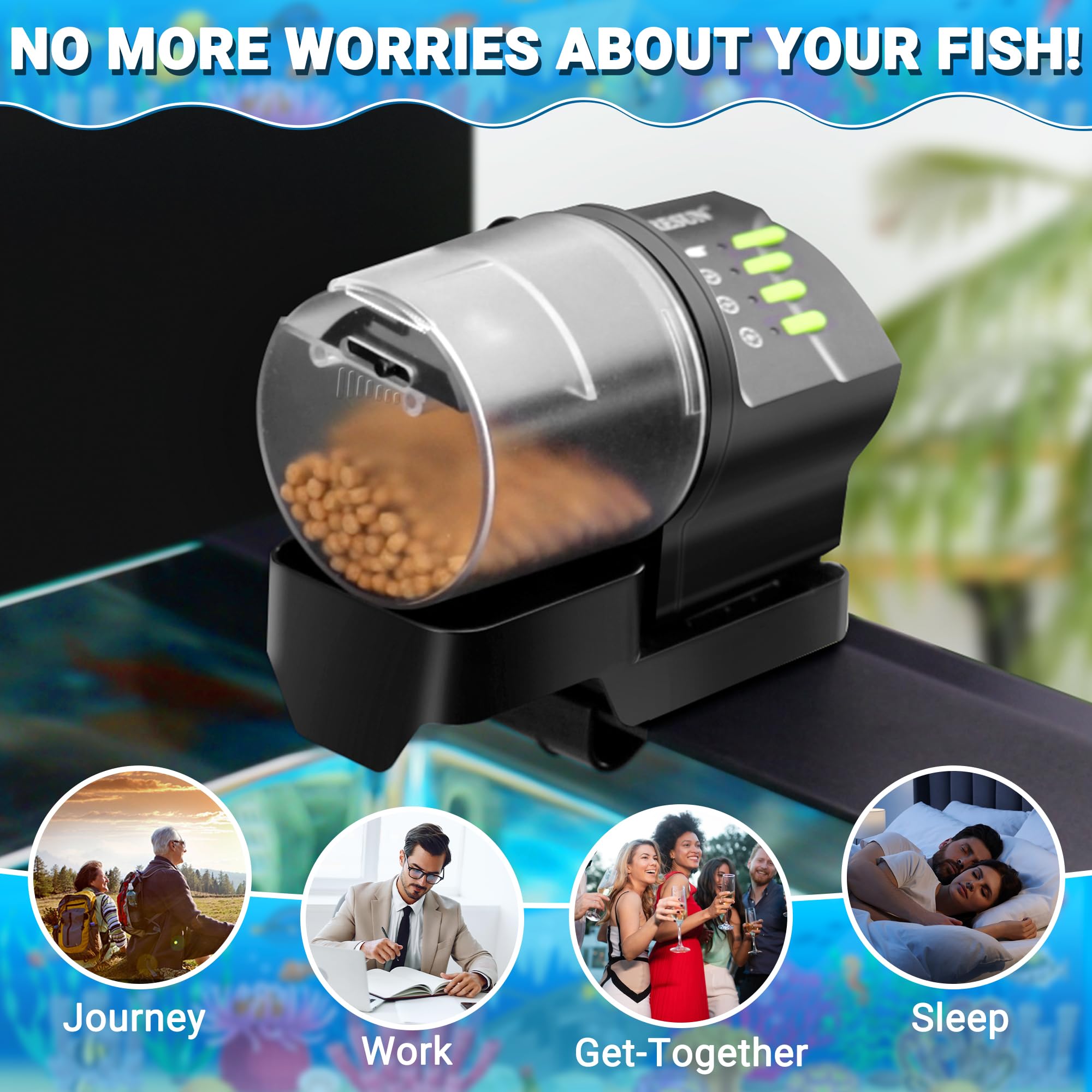 Ycozy AF2020 installed in a tank for fish feeding