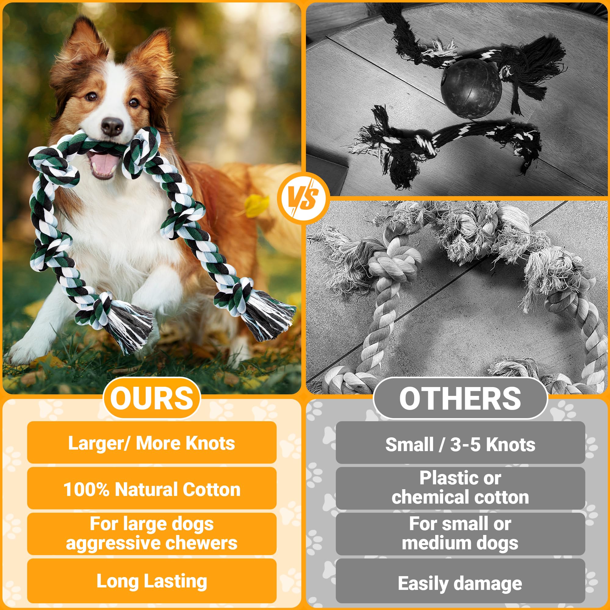 40in Ycozy rope toy shown beside a large breed for size reference.