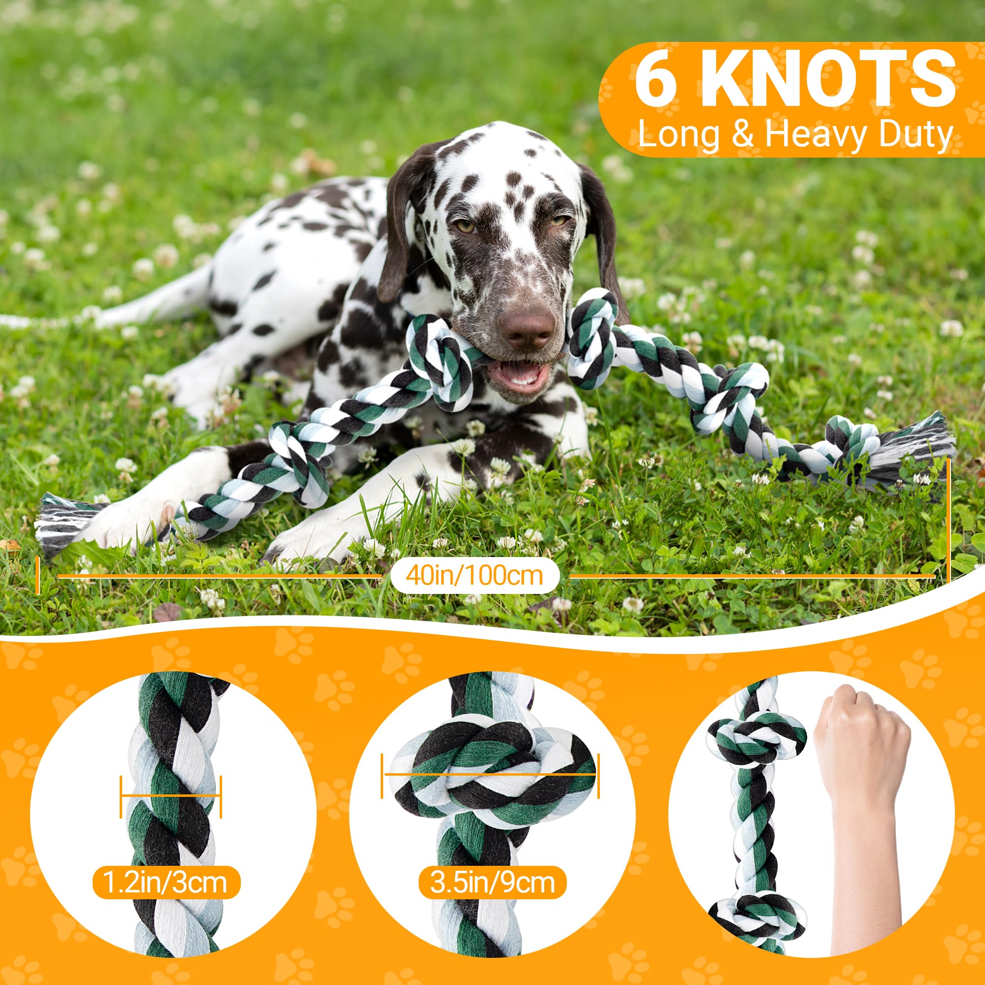 Ycozy 6-Knot rope toy in a tug setup promoting bonding with a large dog.