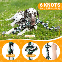 Ycozy 6-Knot rope toy in a tug setup promoting bonding with a large dog.