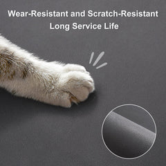 YCT cat food mat with multiple cat heads logo adds playful branding while protecting surfaces.