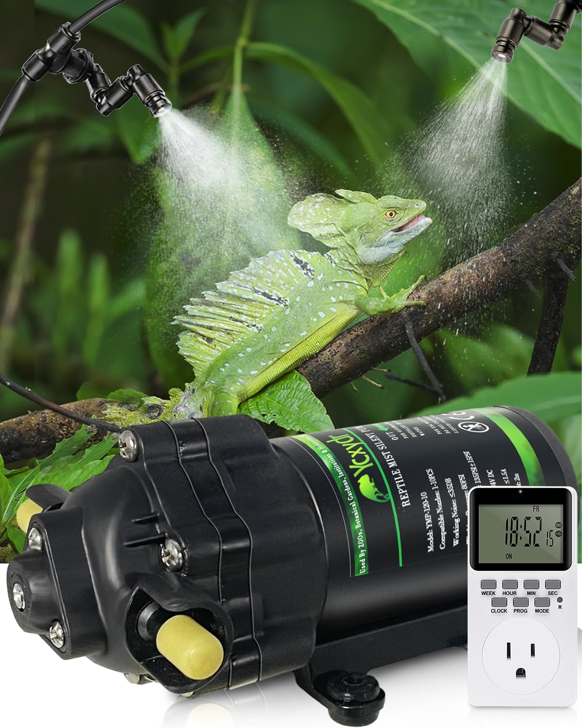 Ycxydr automatic mister system timer control shows precise scheduling for terrarium humidity.
