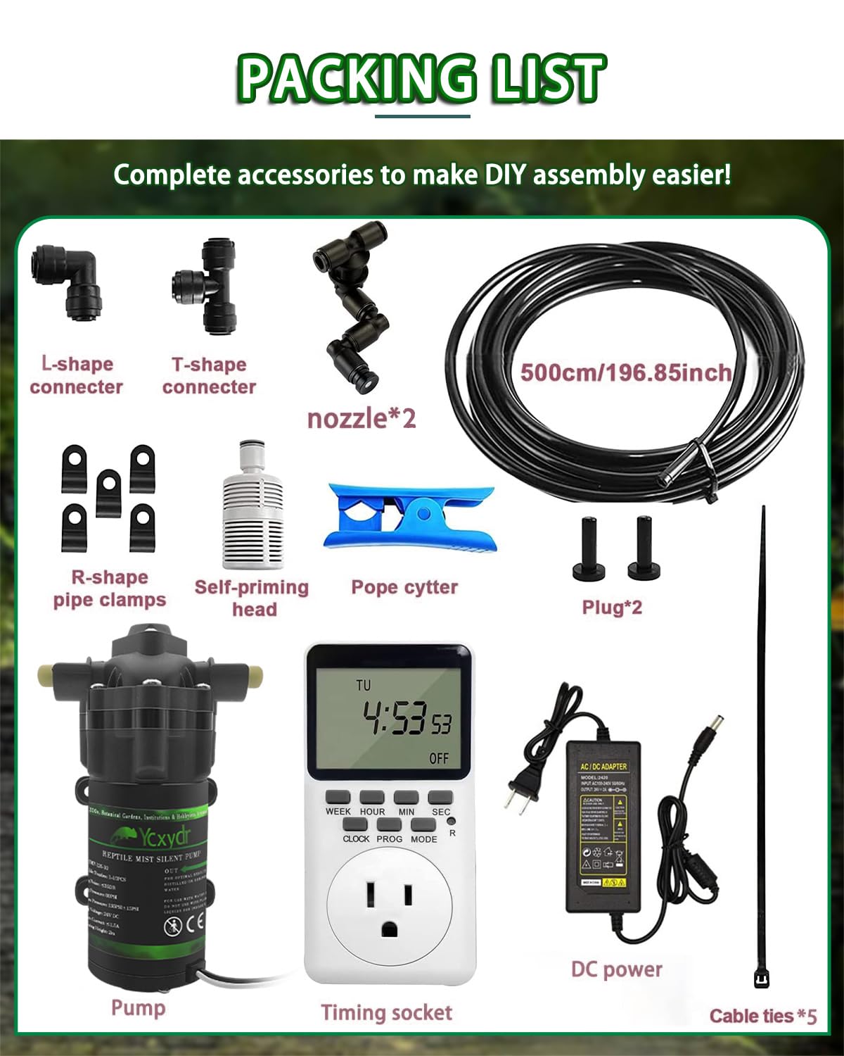 Ycxydr nozzle extension kit enables up to ten spray points.