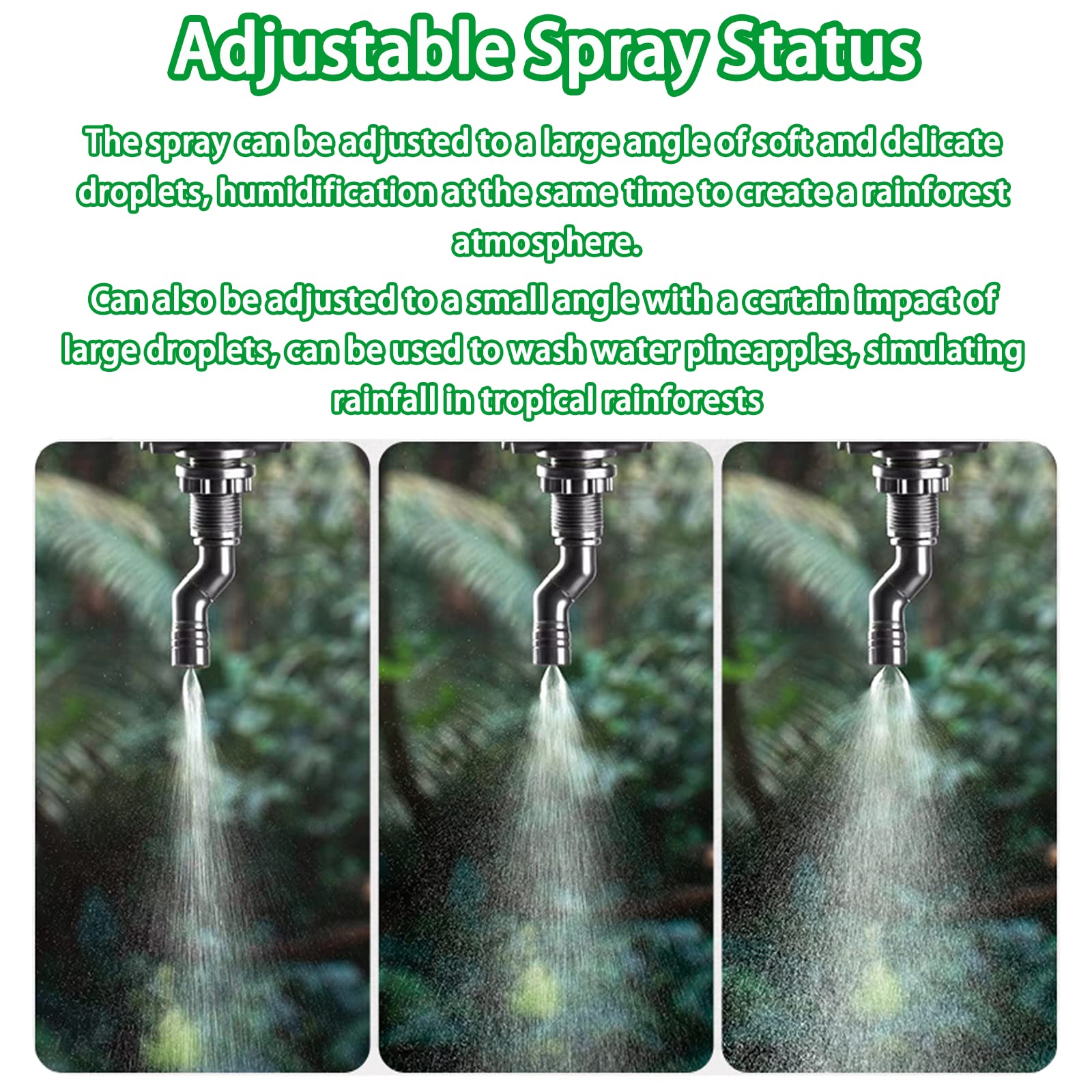 YCXydr quarter-inch misting nozzle detail highlighting adjustable size for precise humidity.