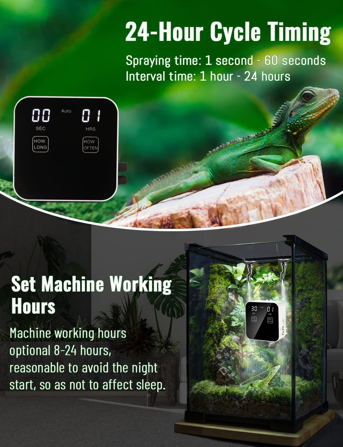 Ycxydr Reptile Mister Water Shortage Protection ensures safe operation when water is low