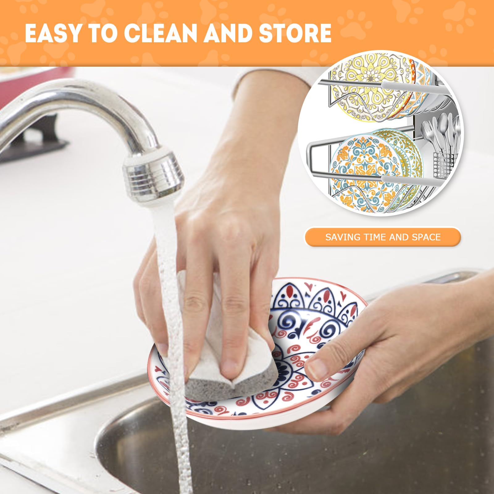 YEAHGO dishwasher-safe ceramic bowls for easy cleaning and reuse.
