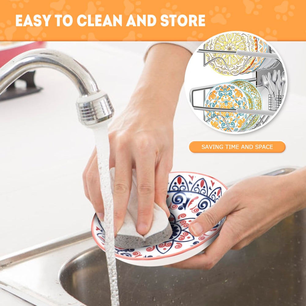 YEAHGO dishwasher-safe ceramic bowls for easy cleaning and reuse.