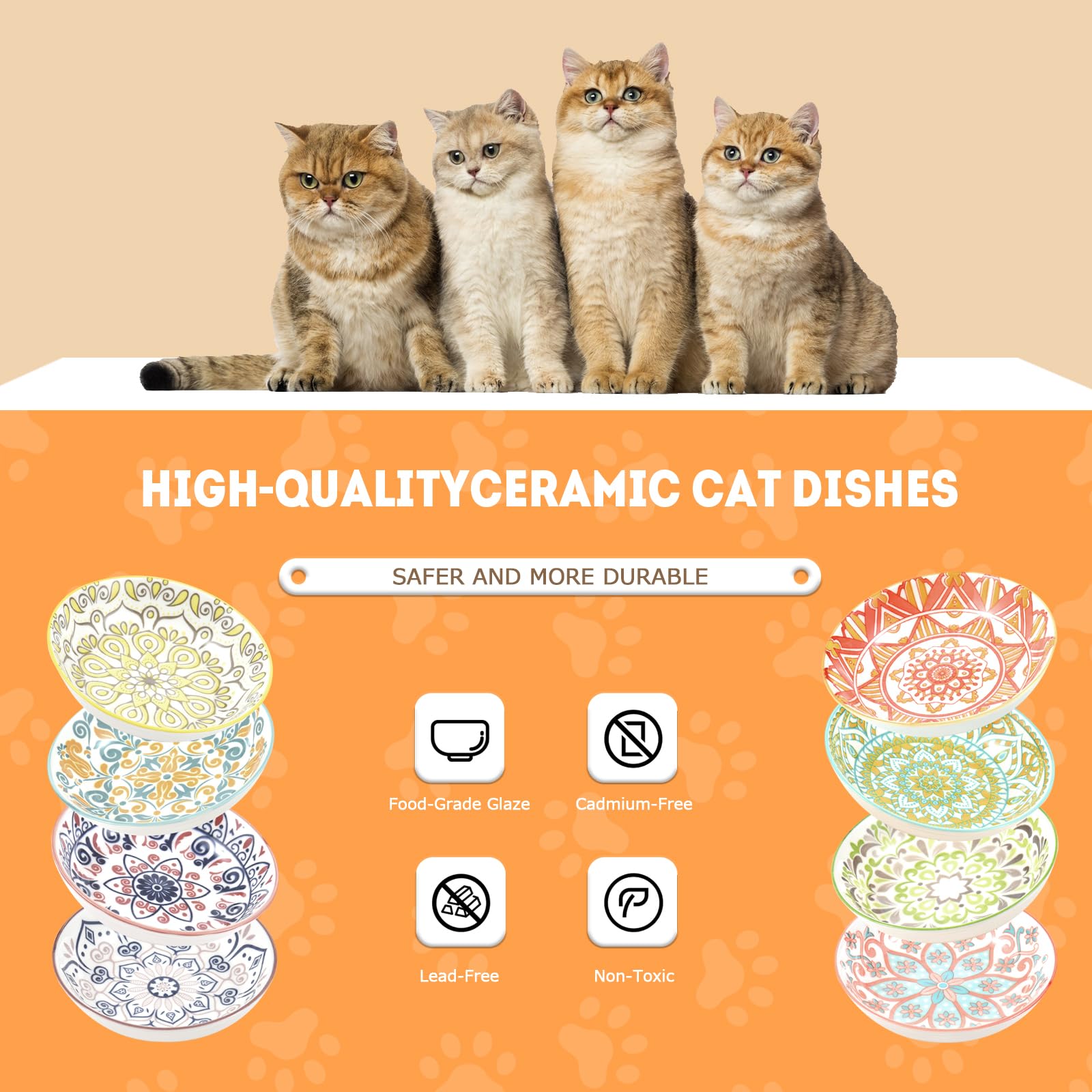 YEAHGO multi-cat set featuring playful patterns for shared dining.