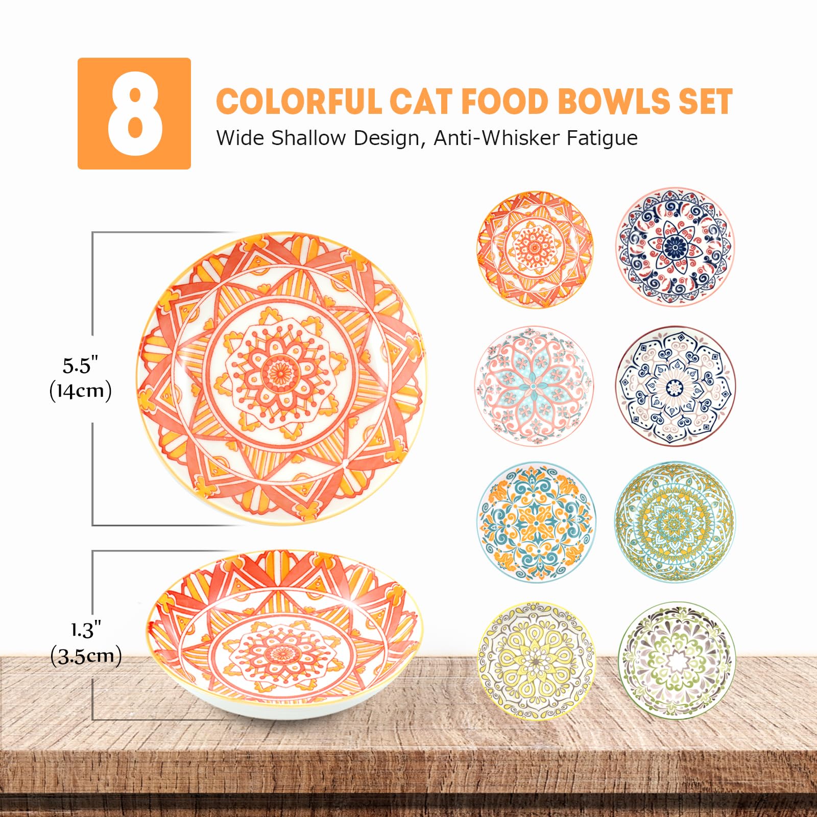 YEAHGO whisker-friendly bowls with wide shallow design for comfy meals.