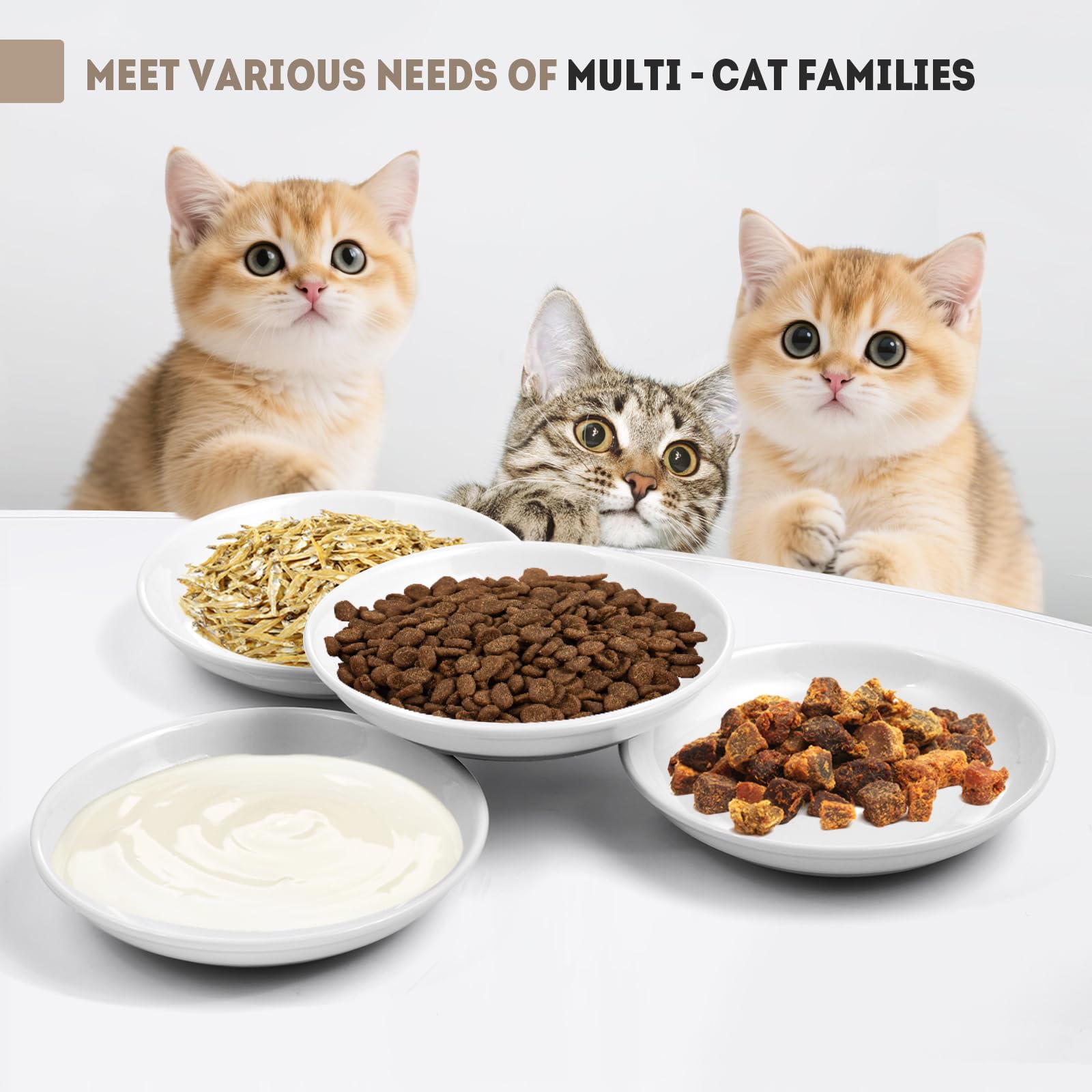 Yeahgo cat feeding bowls include a colorful spring toy for play.