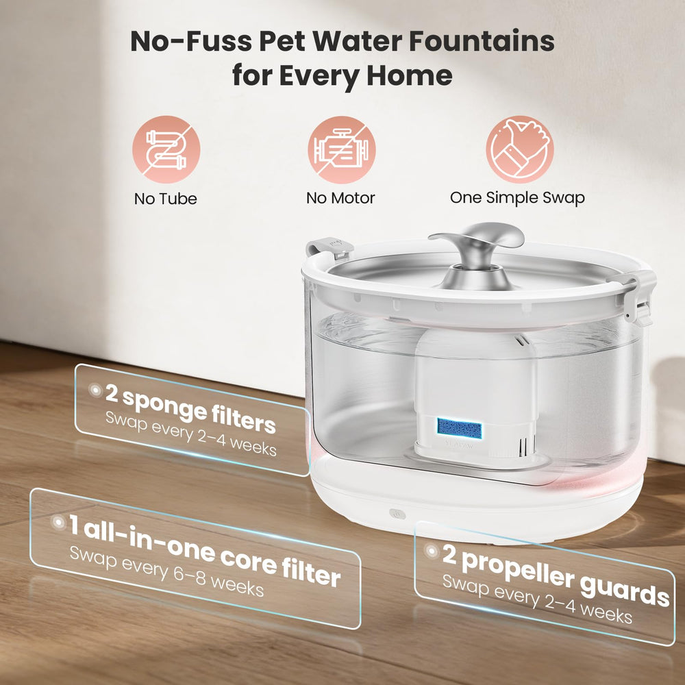 YEAPAW stainless steel tray and tank ensure safe, hygienic drinking for cats.