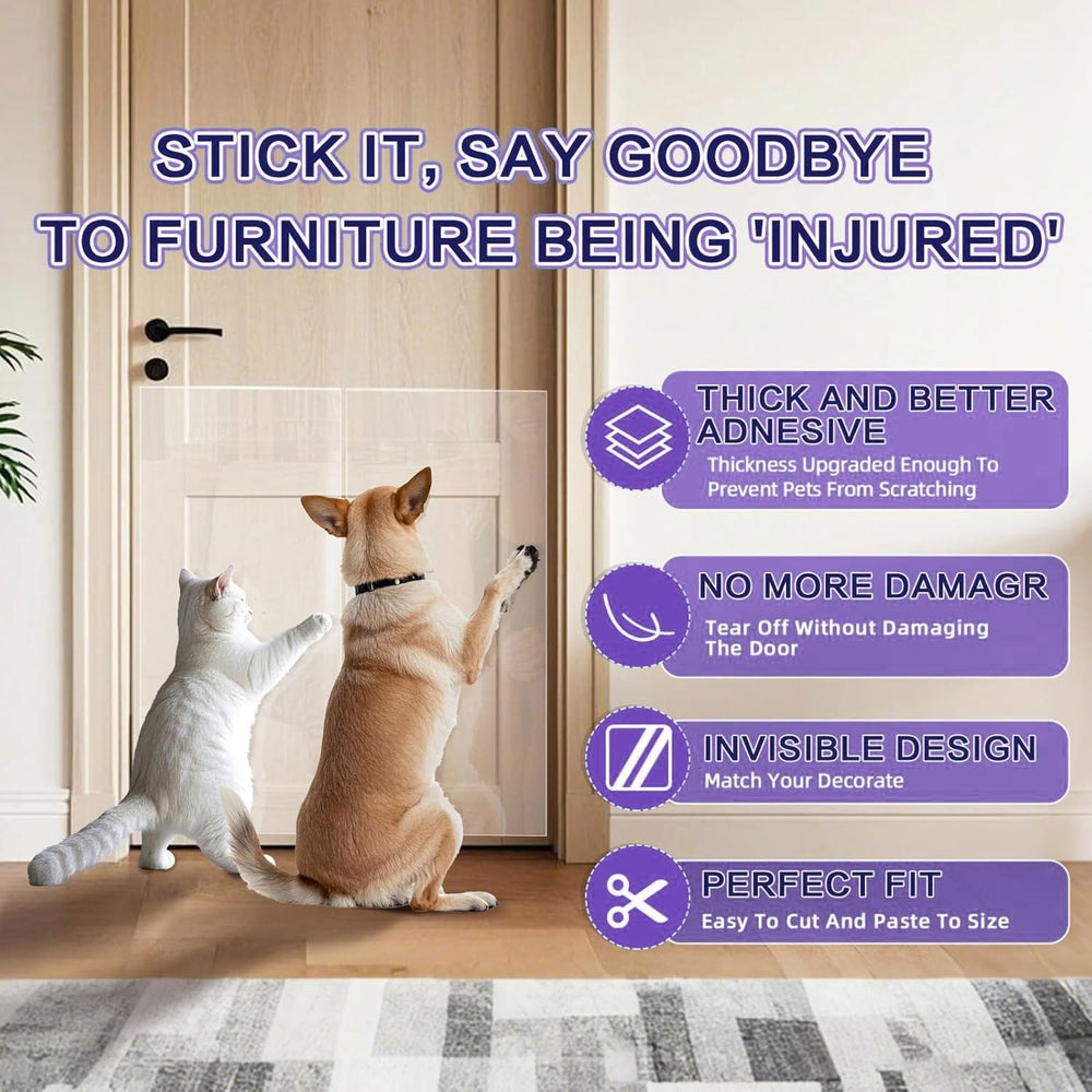 Clear protective film blends with sofa surface for discreet protection.