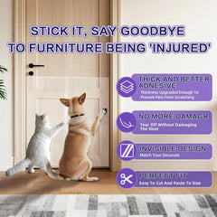 Clear protective film blends with sofa surface for discreet protection.