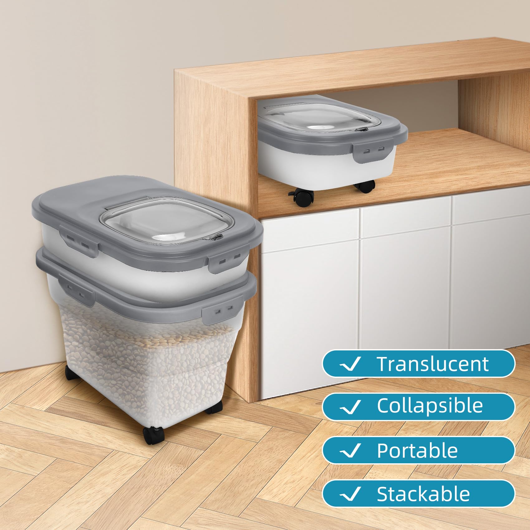 Expanded size shows roomy space for dry kibble.
