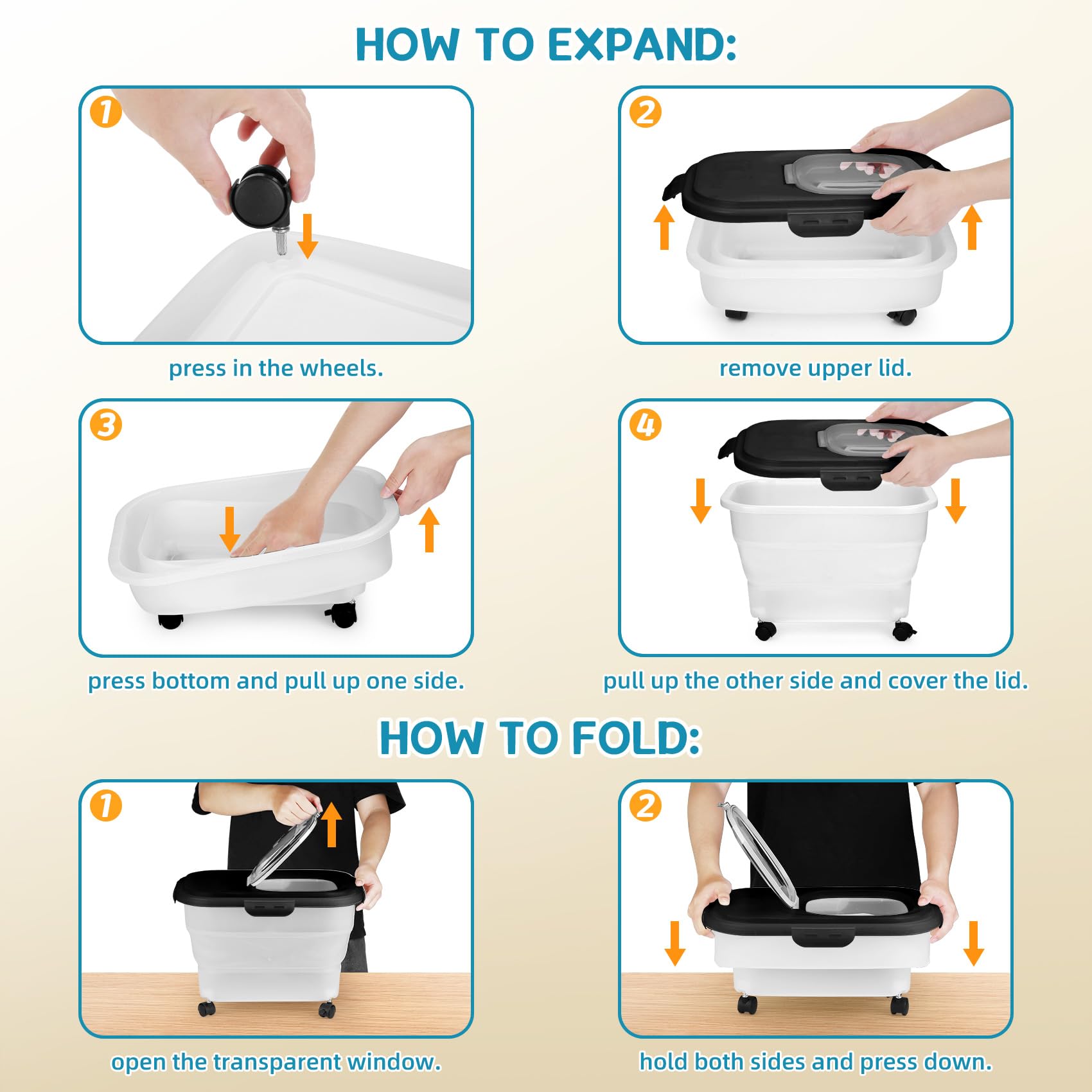YECERCAN container with detachable wheels for easy movement.