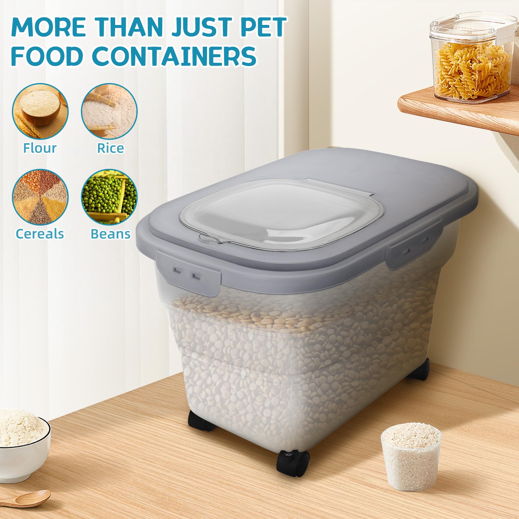 Measuring cup and scoop included for precise portions.