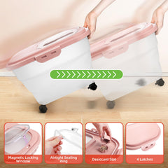 YECERCAN pet food bin with casters for easy movement